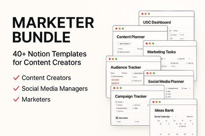 Digiply Marketer Bundle – 40+ Notion Templates for Content Creators, Social Media Managers & Digital Marketing Workflows