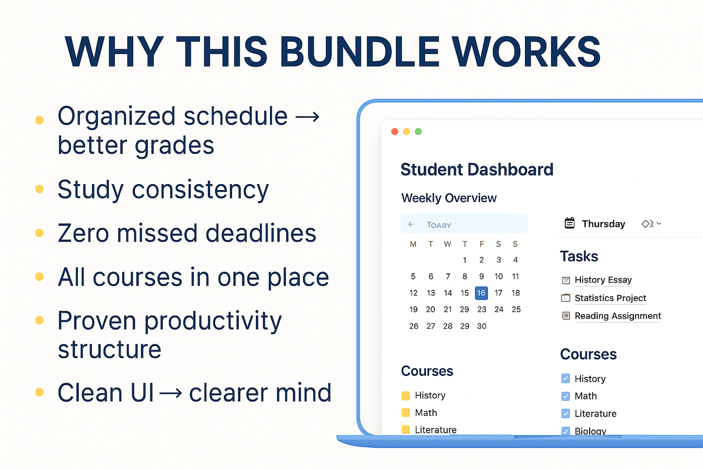 Digiply Student Bundle – 35+ Notion Templates for School, University, Studying & Academic Success